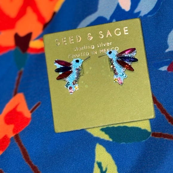 ✨ Seed & Sage Sterling Silver Hummingbird Earrings – Handcrafted in Mexico ✨ - Picture 4 of 11